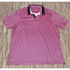 MAELREG Golf Shirt Mens 2XL Pink Navy Geometric Polo Performance Tech Stretch